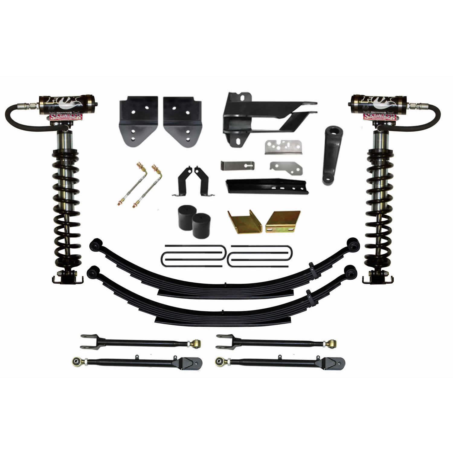 Suspension Lift Kit w/Shock 6 Inch Lift Incl. Front Coil Springs Rear Leaf Springs Adjustable 4-Links Black MAX 8500 Shocks 17-19 Ford F-250/ F-350 Super Duty Gas Skyjacker main image 1