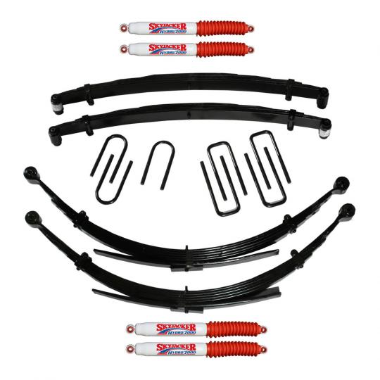 Suspension Lift Kit w/Shock 6 Inch Lift Incl. Front Coil Springs Rear Leaf Springs Adjustable 4-Links Black MAX 8500 Shocks 17-19 Ford F-250/ F-350 Super Duty Gas Skyjacker